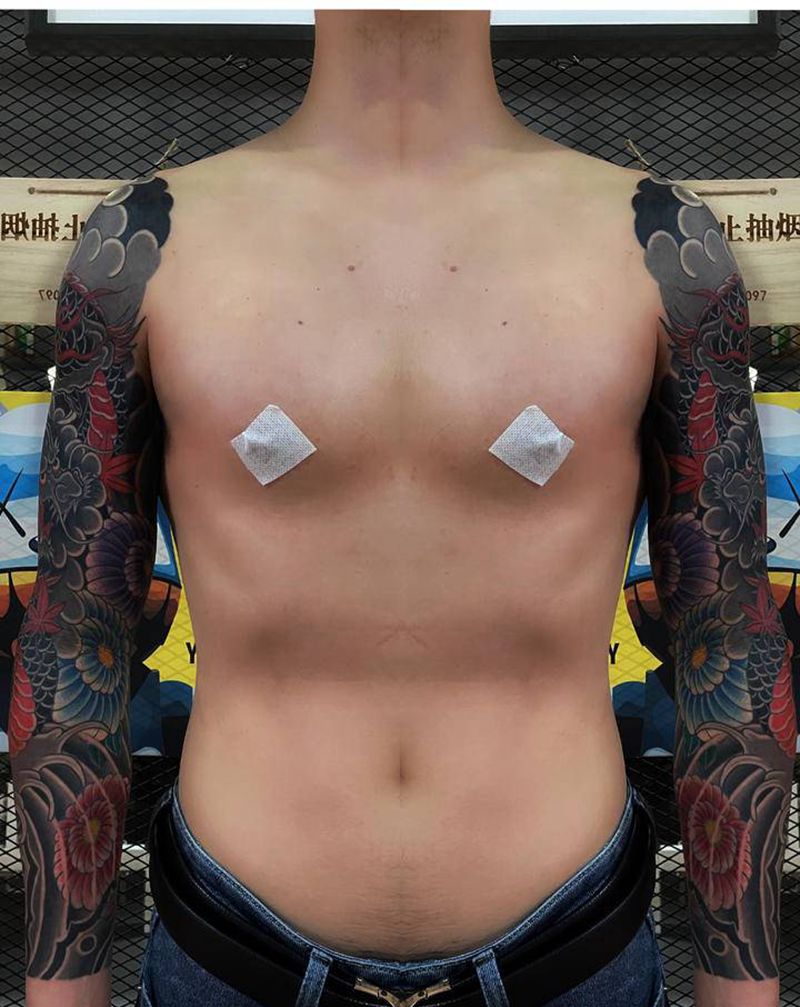 日式老传统龙花臂纹身图片_手臂老传统纹身图案