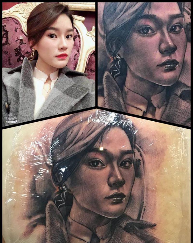 肖像作品纹身图片_背部欧美写实纹身图案
