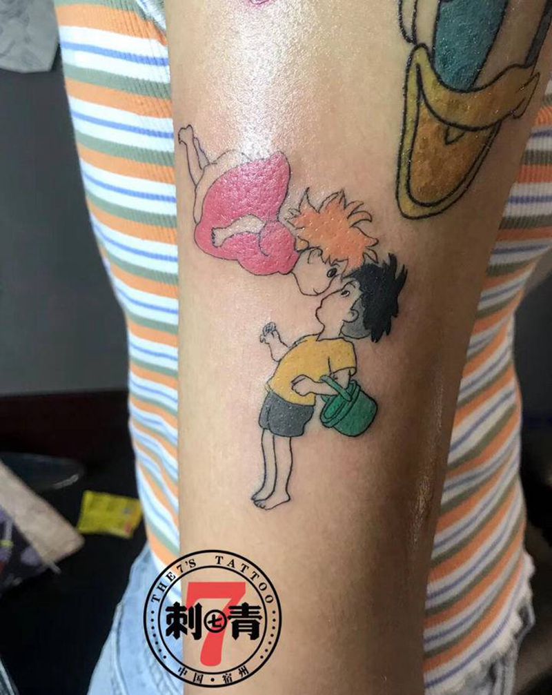 波妞宗介纹身图片_手臂腿部New School卡通纹身图案