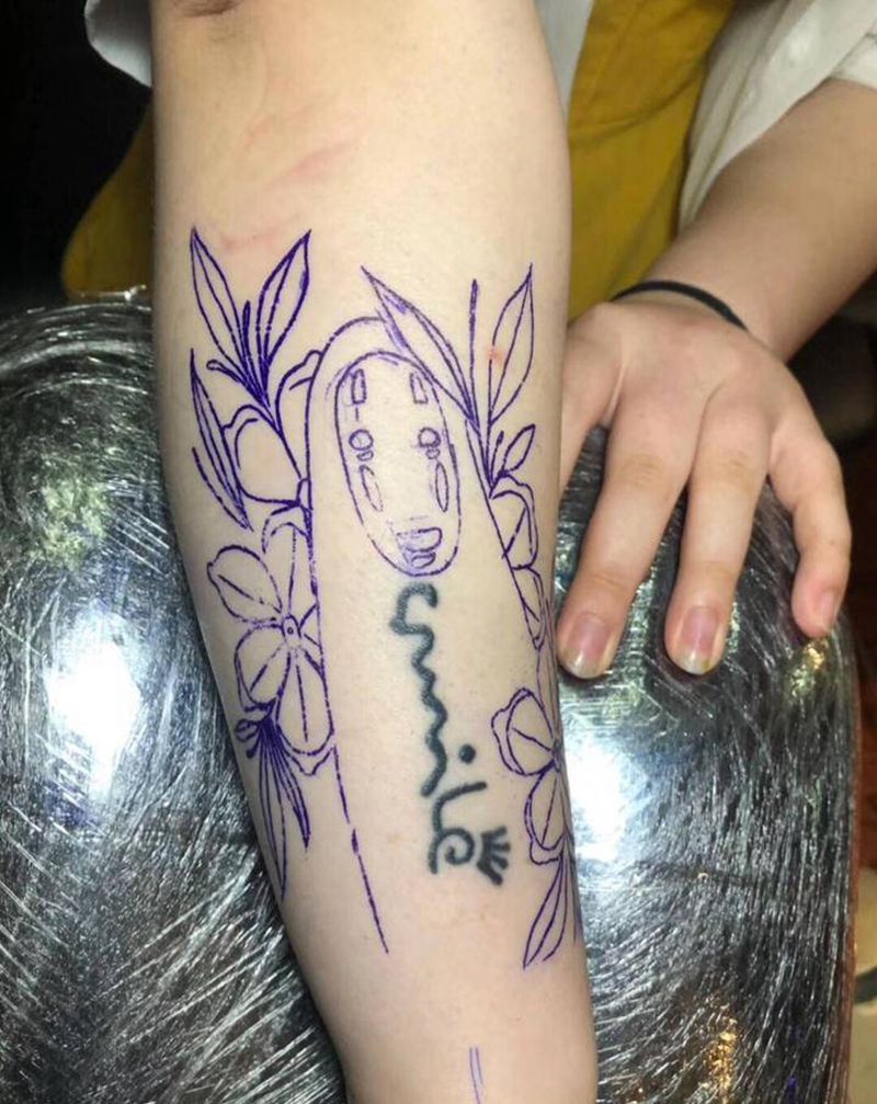 无脸男 遮盖纹身图片_手部手臂New School水彩纹身图案