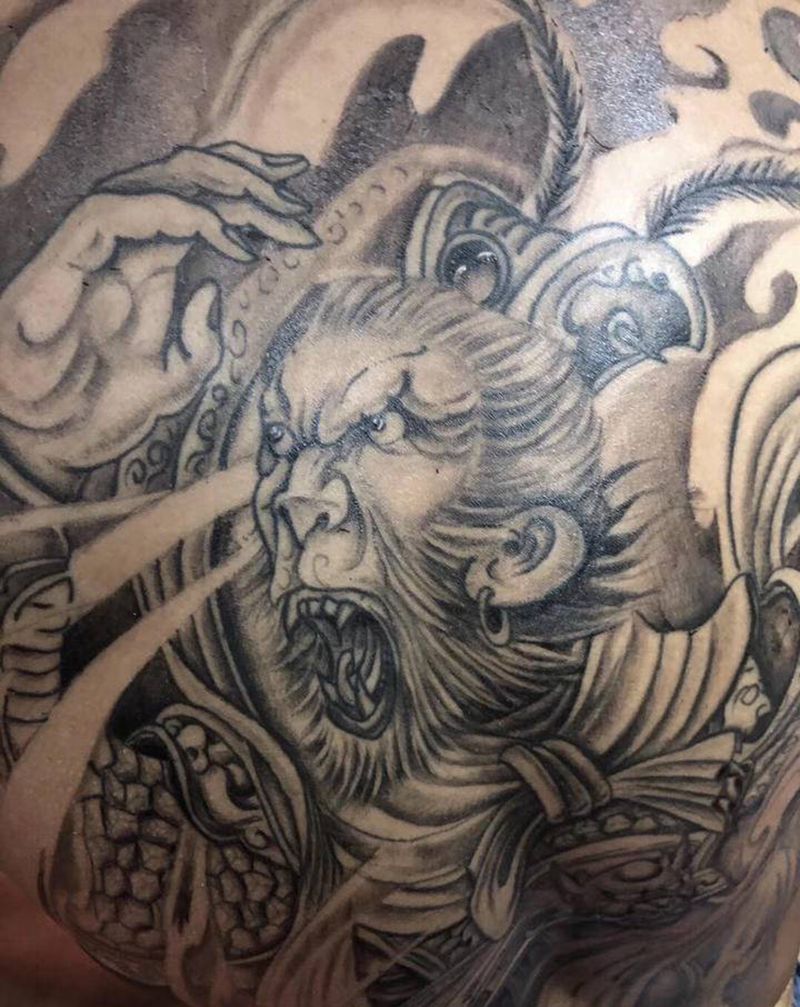 悟空 齐天大圣纹身图片_背部老传统新传统纹身图案