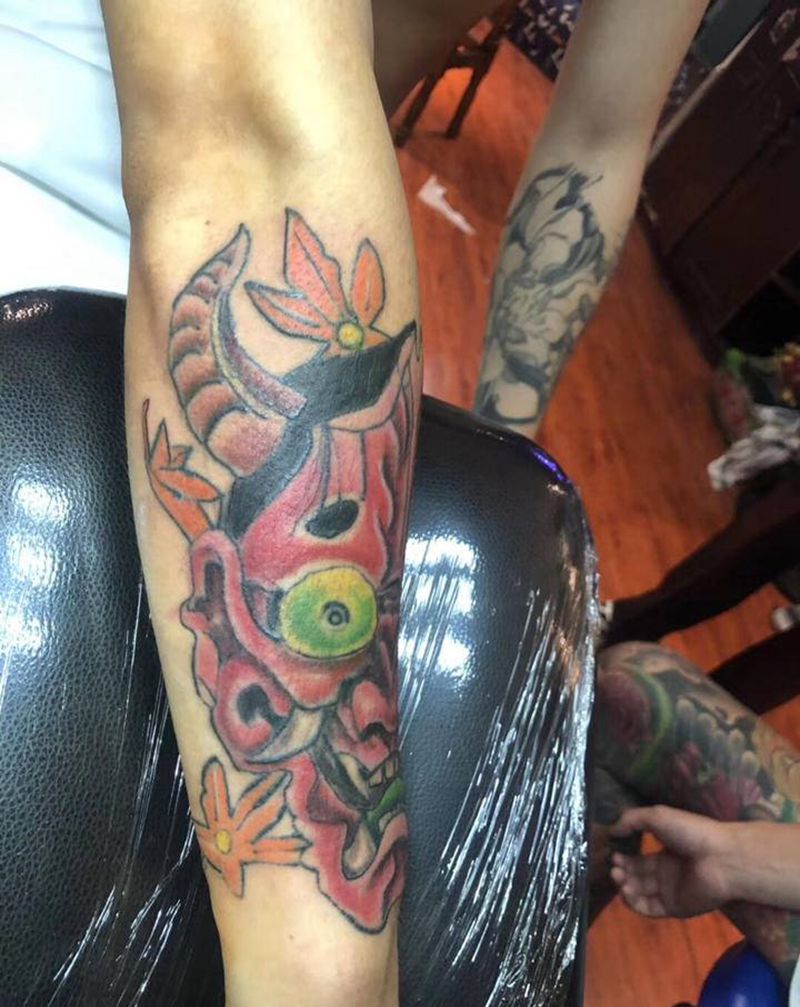 般若 修改上色纹身图片_手臂手部老传统新传统纹身图案