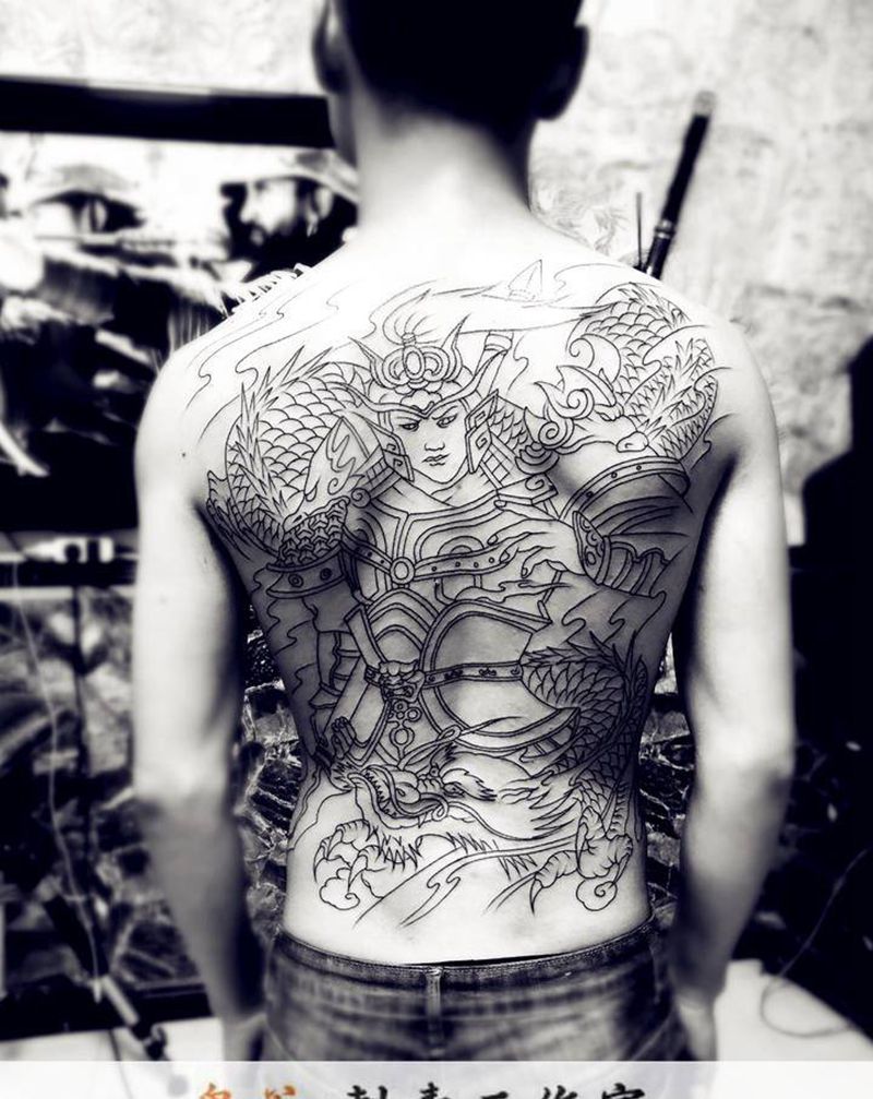 赵云纹身图片_老传统纹身图案