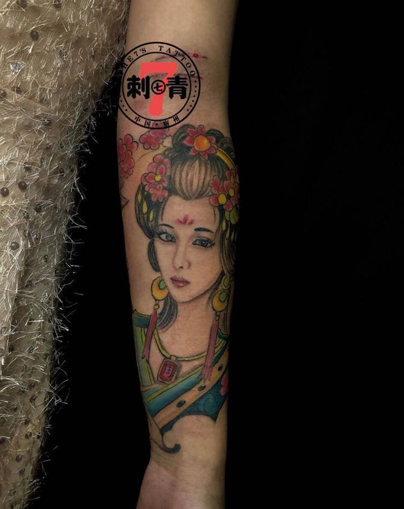 艺妓纹身图片_手臂手部老传统新传统纹身图案