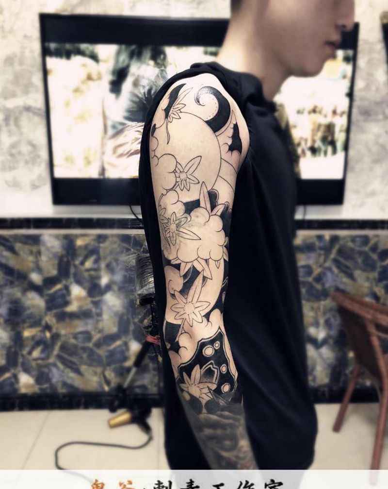 日式花臂纹身图片_老传统纹身图案