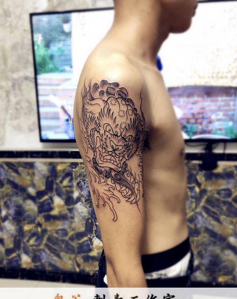 线条纹身图片_老传统纹身图案