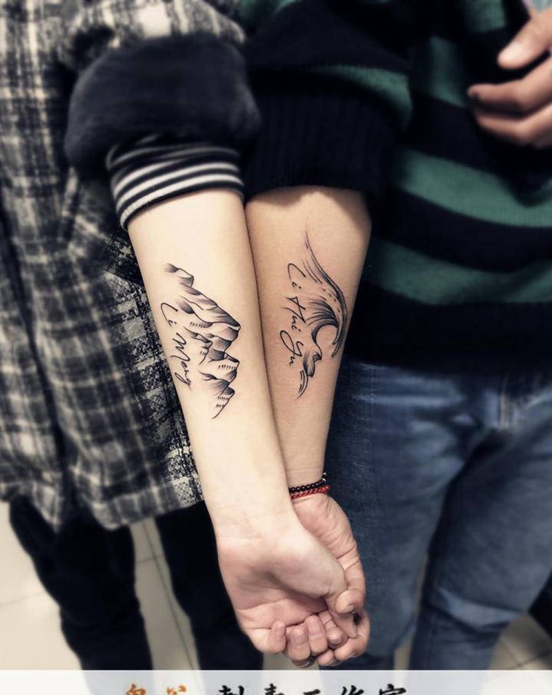 情侣纹身图片_新传统纹身图案