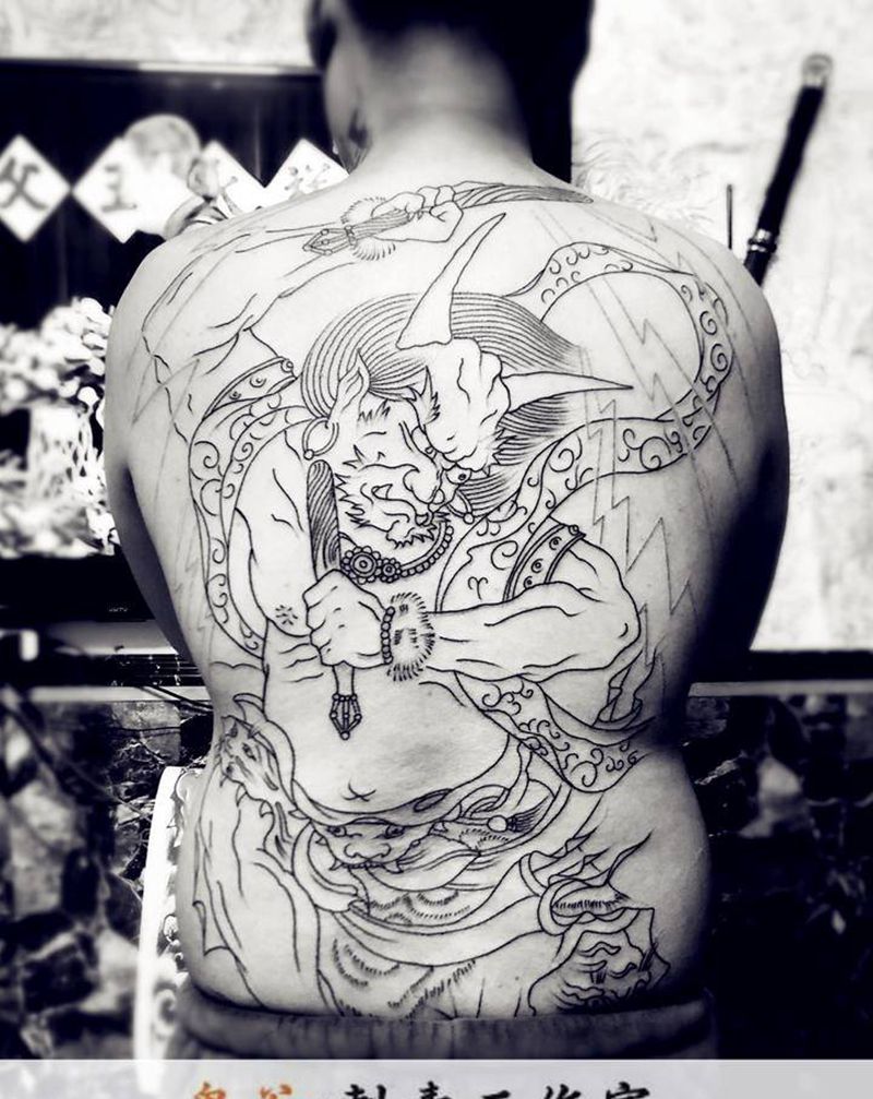 雷神纹身图片_老传统纹身图案