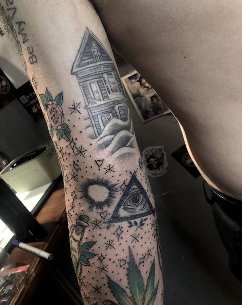 old school拼接花臂纹身图片_手臂手部New SchoolOld School纹身图案