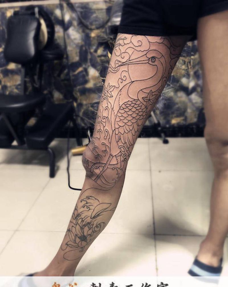 花腿纹身图片_腿部纹身图案