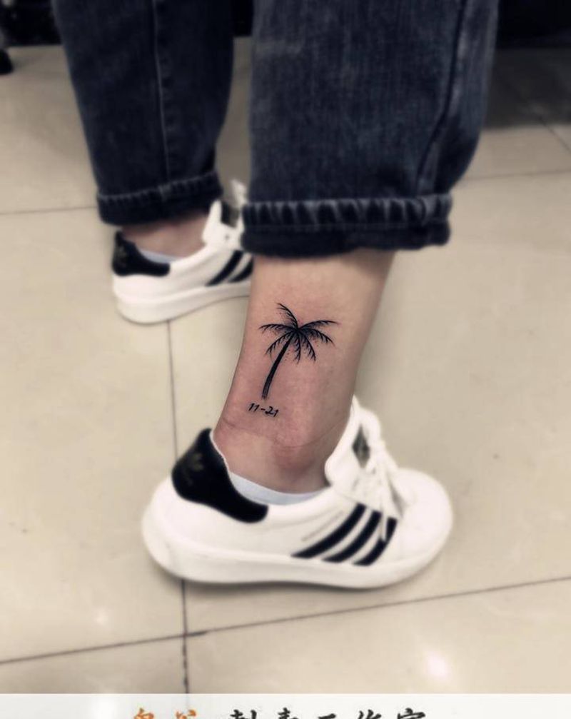 小清新纹身图片_腿部纹身图案