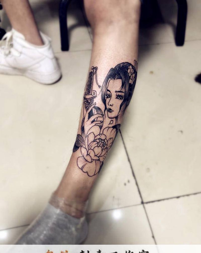 艺妓纹身图片_新传统纹身图案