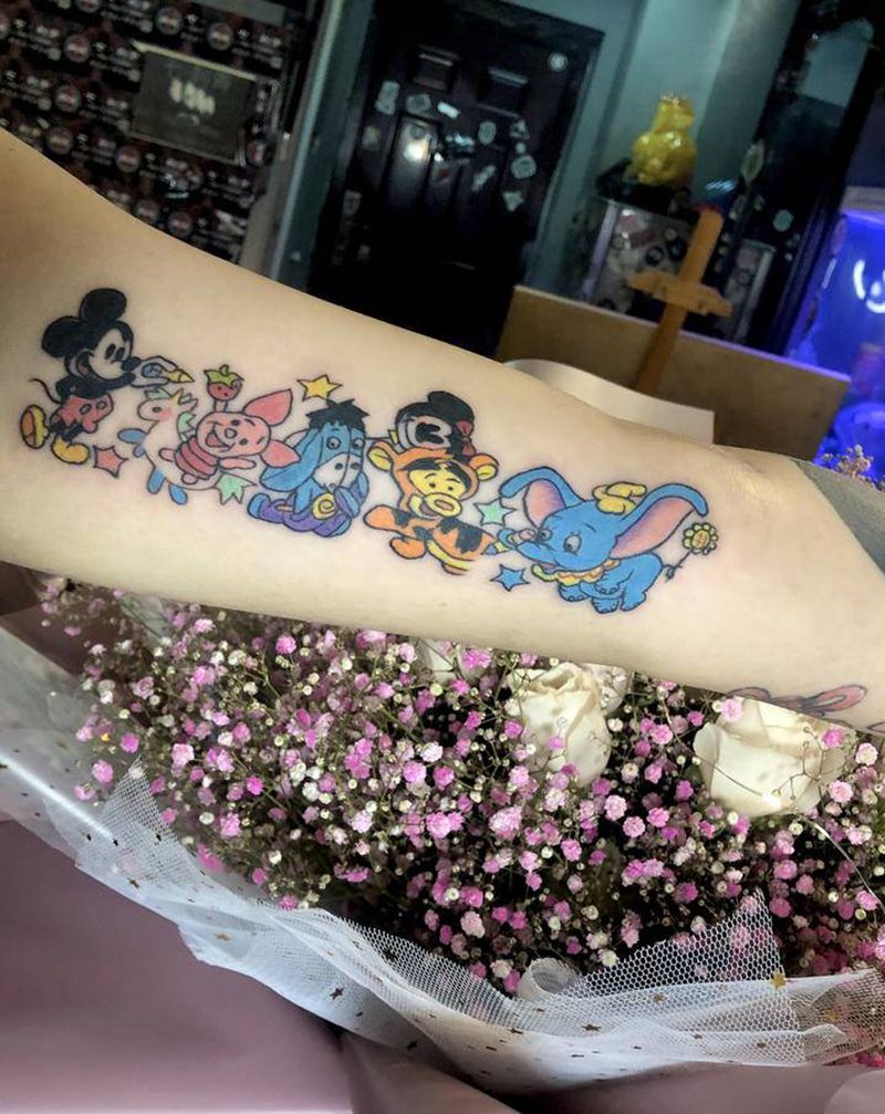卡通纹身图片_手臂手部New SchoolOld School米奇 跳跳虎迪士尼纹身图案