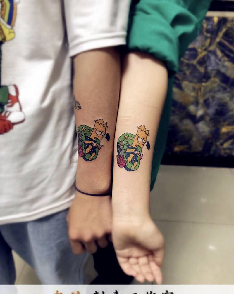 情侣纹身图片_Old School纹身图案