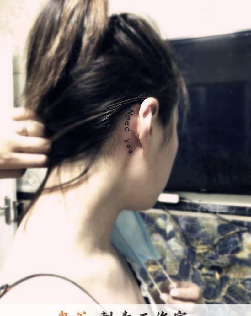 耳后小清新纹身图片_新传统纹身图案