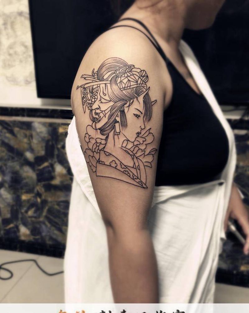 线条1纹身图片_新传统纹身图案