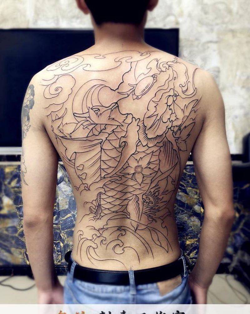 线条4纹身图片_新传统纹身图案