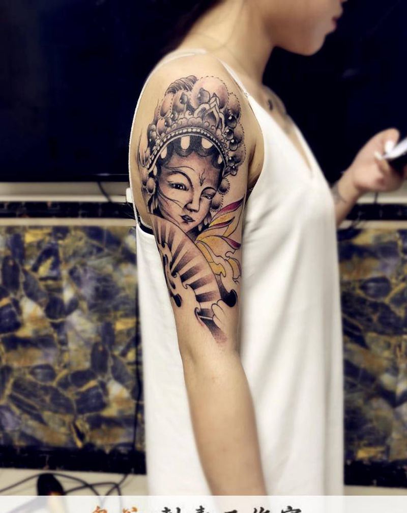 花旦纹身图片_新传统纹身图案