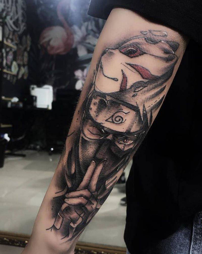 火影忍者 卡卡西纹身图片_手臂New School纹身图案