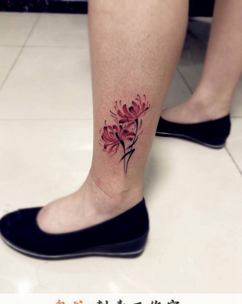 彼岸花纹身图片_新传统纹身图案