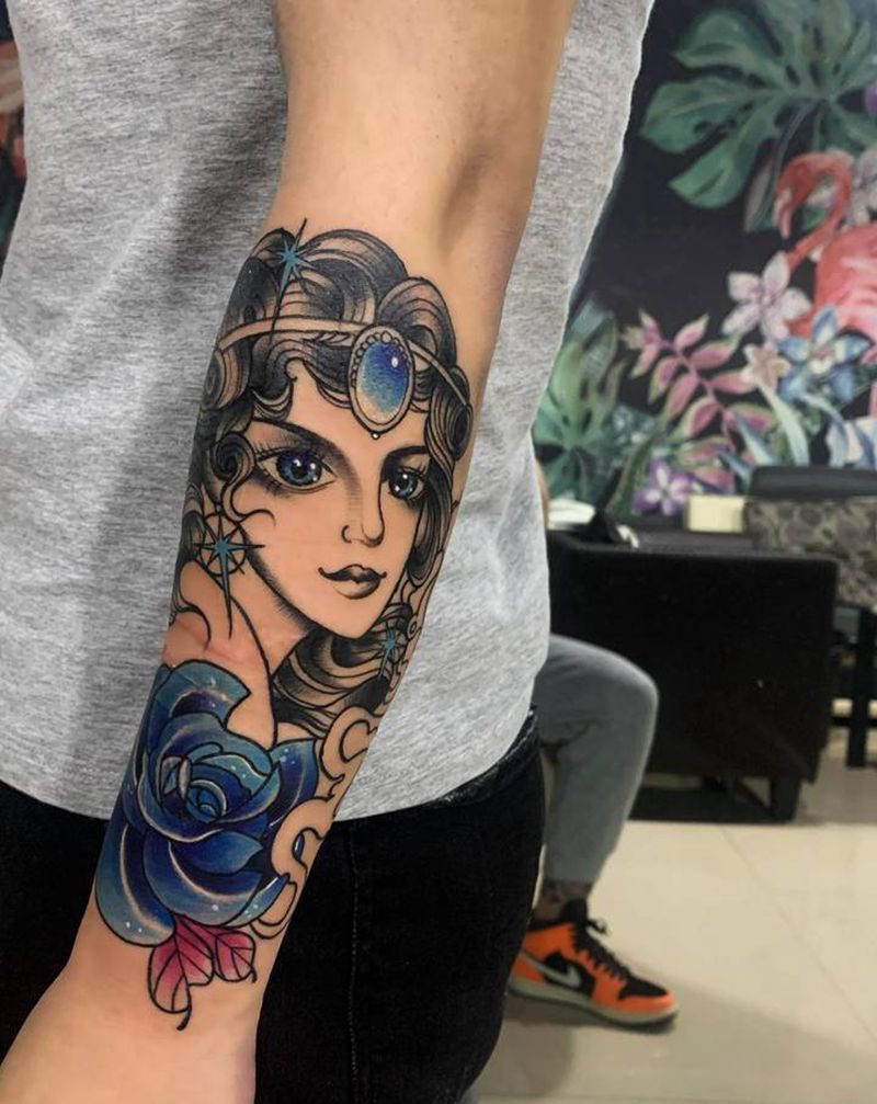 雅典娜纹身图片_手臂Old School纹身图案