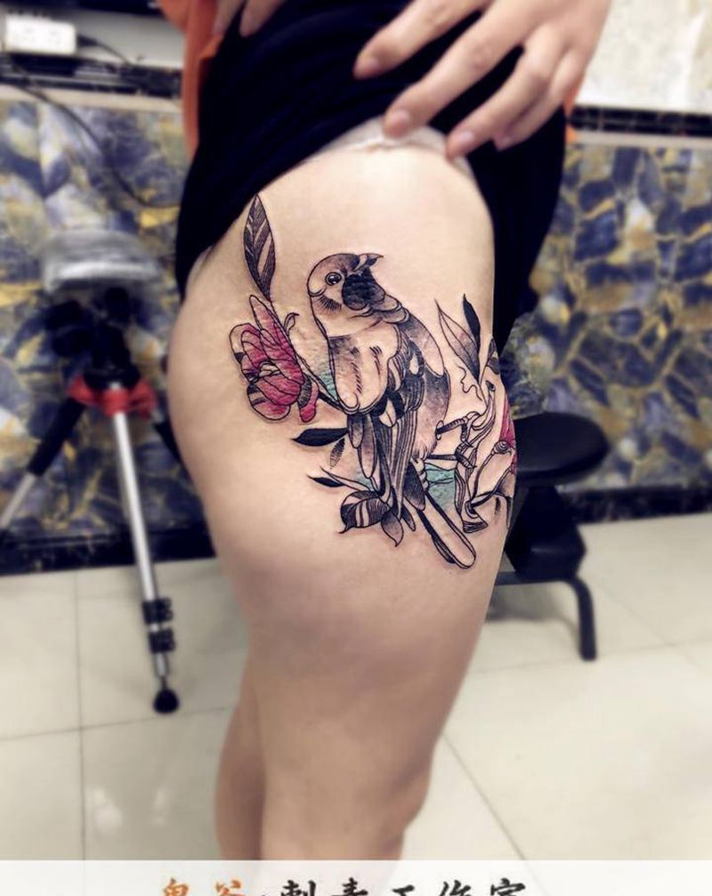 大腿纹身图片_老传统纹身图案