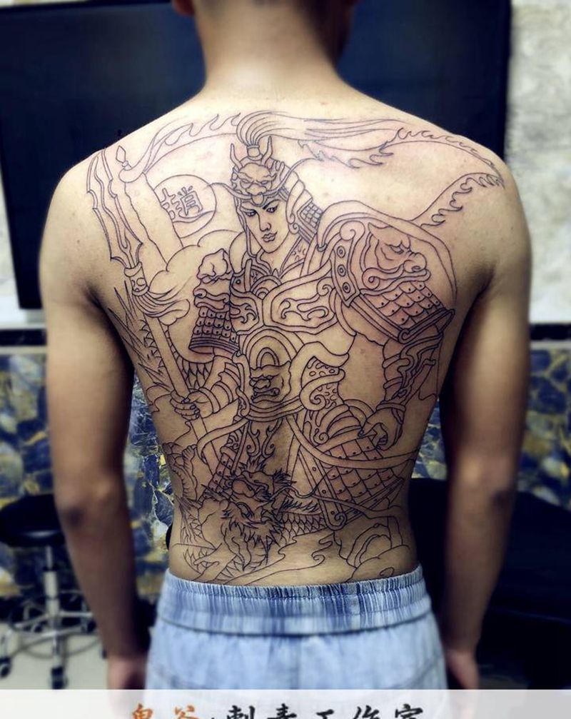 赵云纹身图片_新传统纹身图案