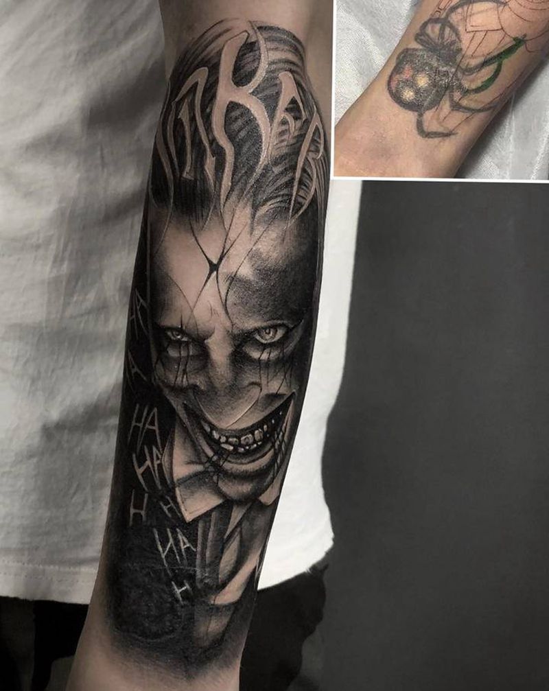 小丑小臂纹身纹身图片_手臂欧美写实纹身图案
