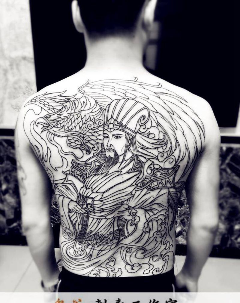 诸葛亮纹身图片_背部纹身图案