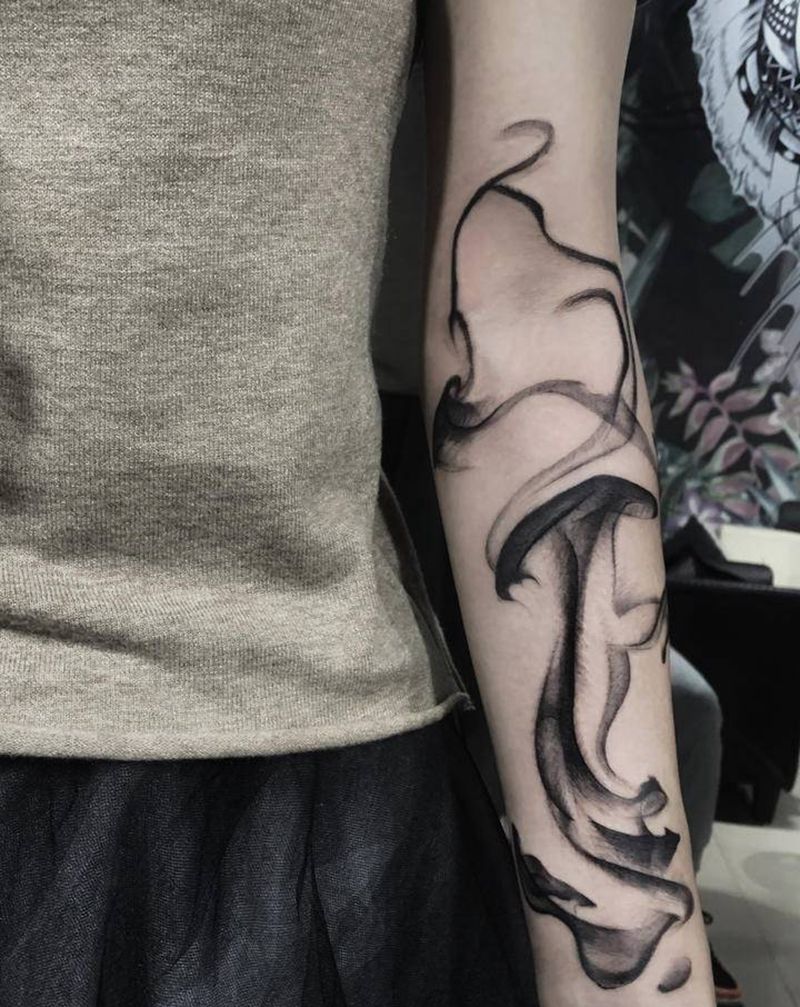 一蓑烟雨任平生纹身图片_手臂水墨纹身图案