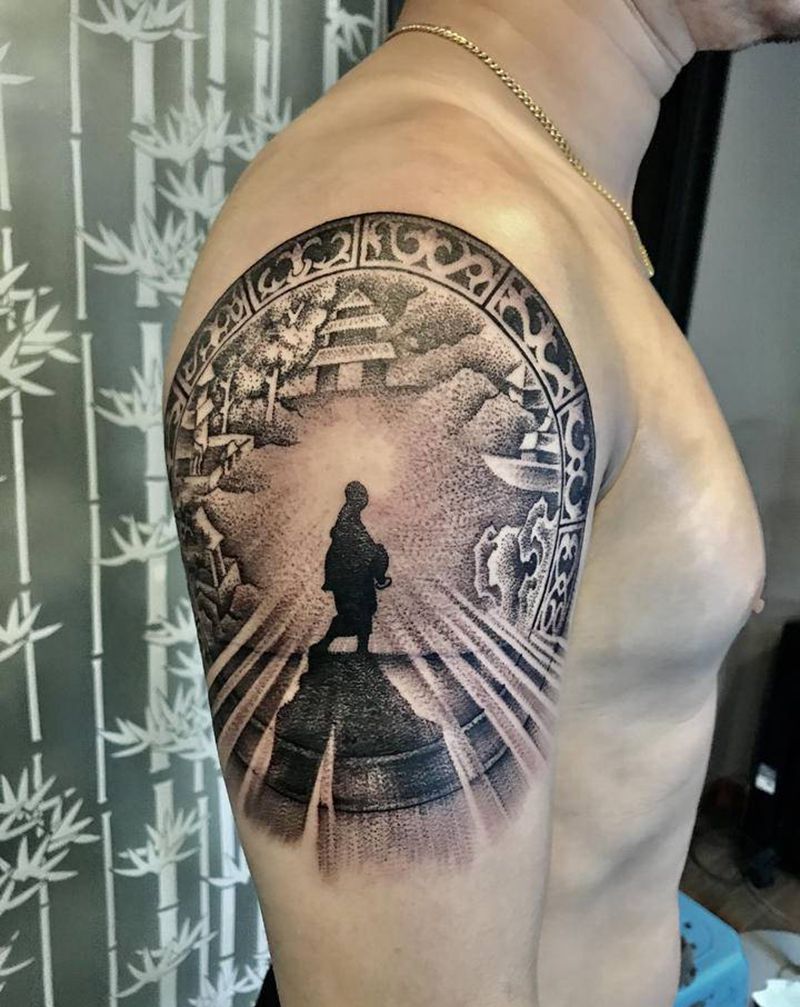 轮回纹身图片_手臂老传统纹身图案