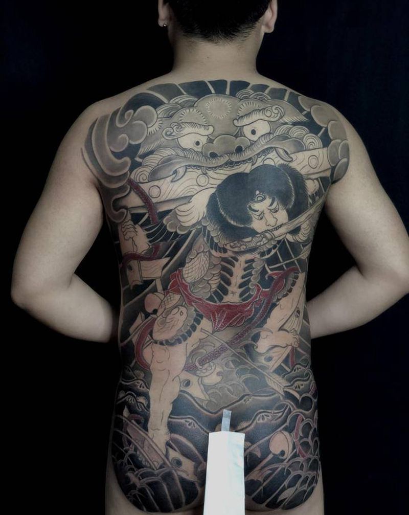 张顺破水门 未完。纹身图片_背部臀部老传统新传统日式传统张顺纹身图案