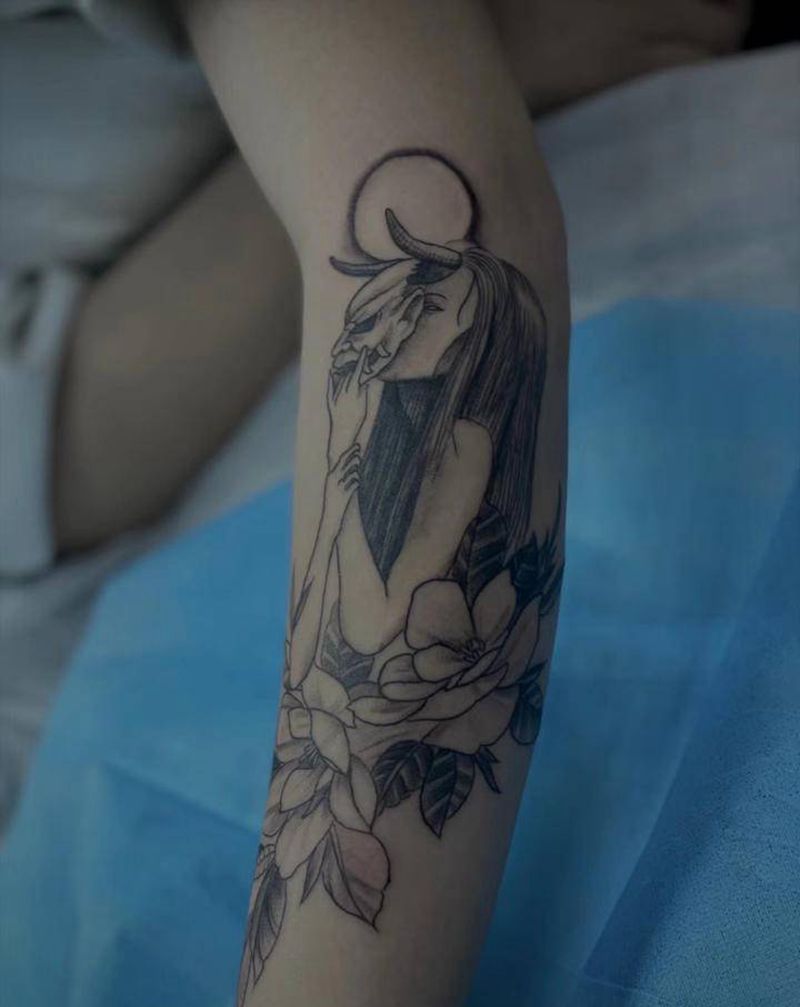 小图 \素花 \点刺纹身图片_点刺欧美写实纹身图案