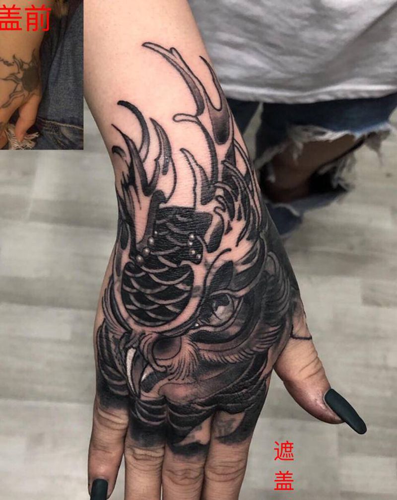 遮盖纹身图片_手部New School纹身图案