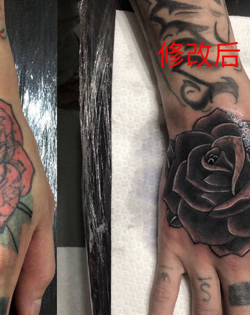 修改纹身图片_手部Old School纹身图案
