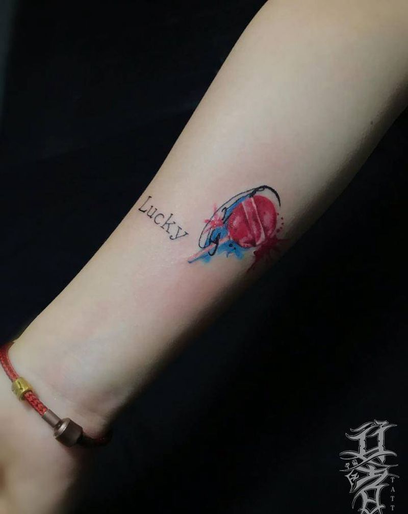 少女心棒棒糖纹身图片_手臂水彩纹身图案