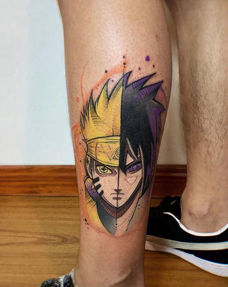 火影纹身图片_腿部New School纹身图案