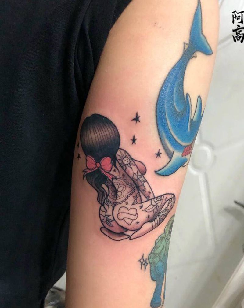 女朗纹身图片_Old School纹身图案