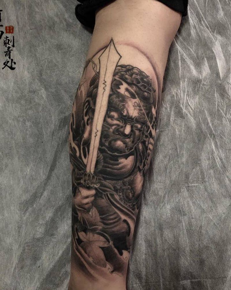 包小腿上色 修改内侧嘎巴拉纹身图片_腿部新传统纹身图案