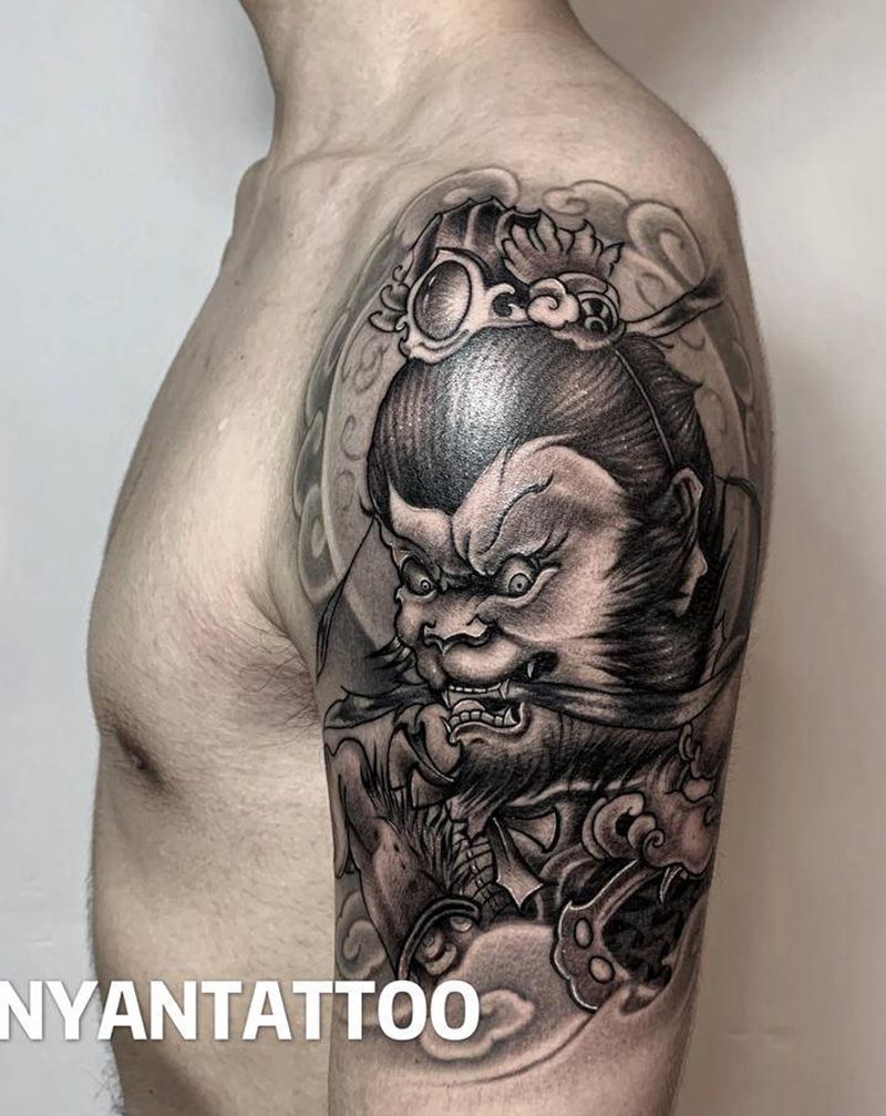 泼猴纹身图片_手臂新传统猴子孙悟空纹身图案