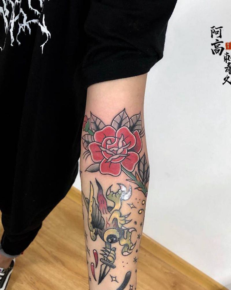 关节纹身图片_手臂Old School纹身图案