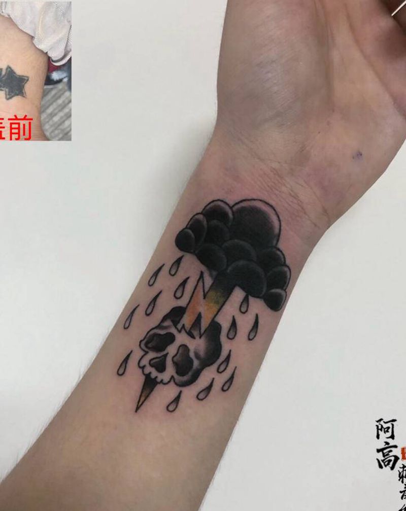遮盖纹身图片_手臂Old School纹身图案