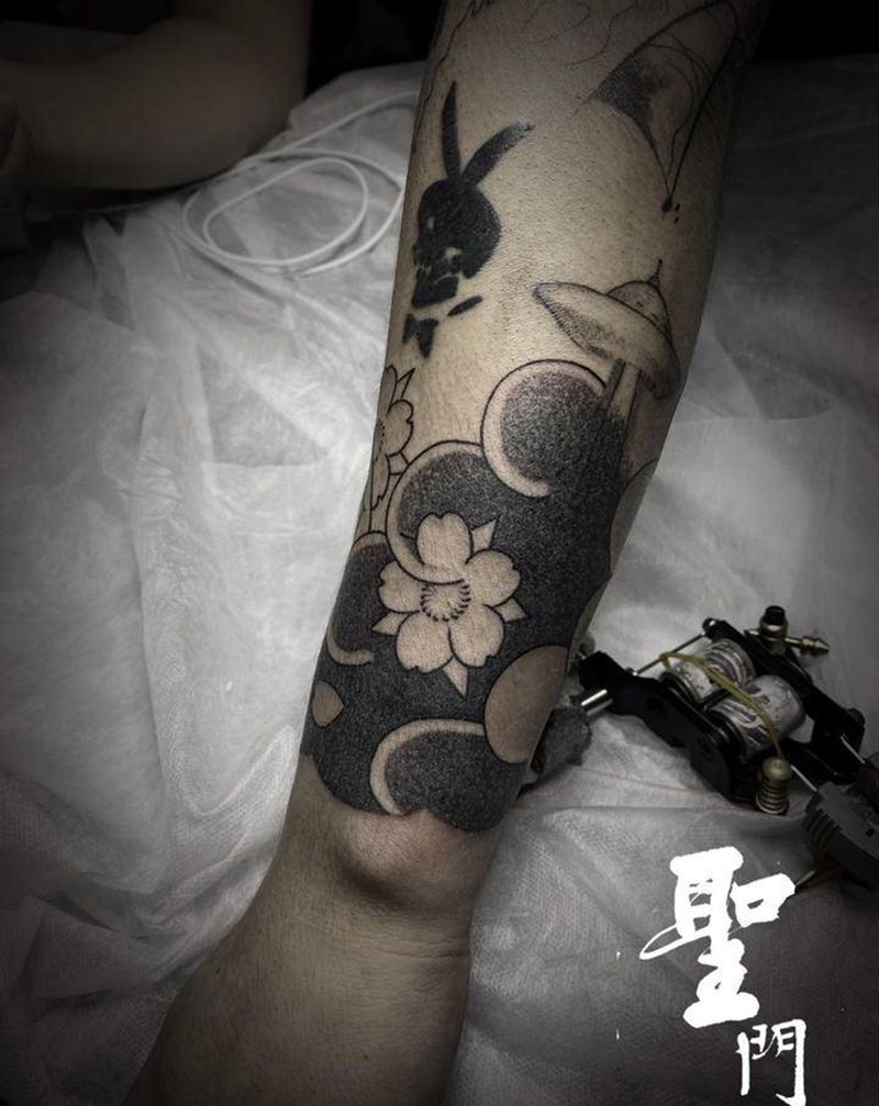 日式花臂遮盖纹身图片_手臂纹身图案