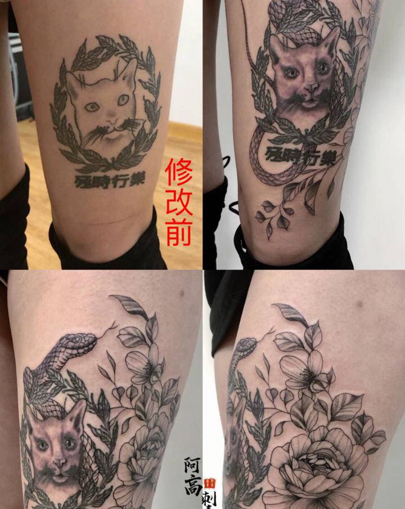 修改添加纹身图片_腿部点刺纹身图案