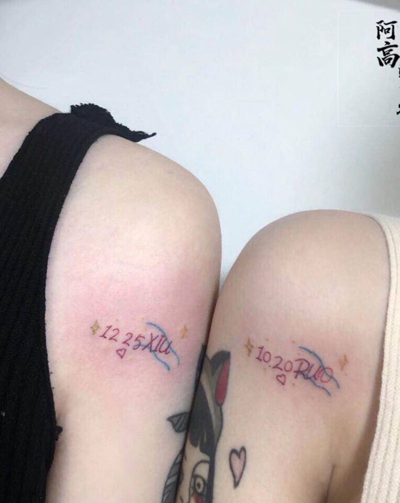 闺蜜款纹身图片_肩部水彩纹身图案