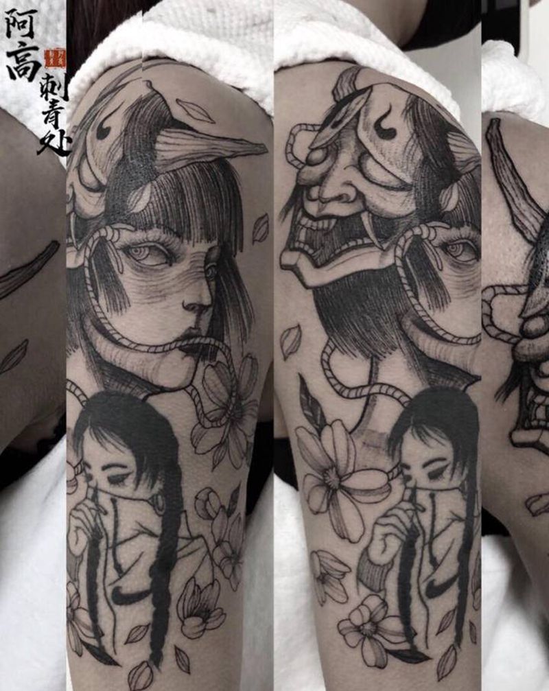 艺妓纹身图片_手臂New School纹身图案