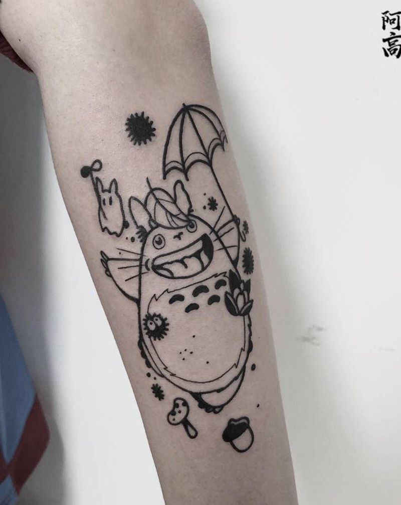 龙猫纹身图片_手臂Old School纹身图案