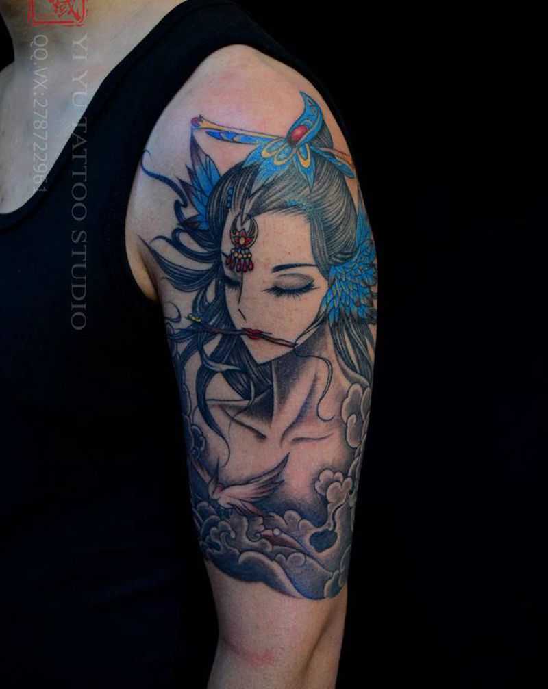 侍女纹身图片_手臂纹身图案