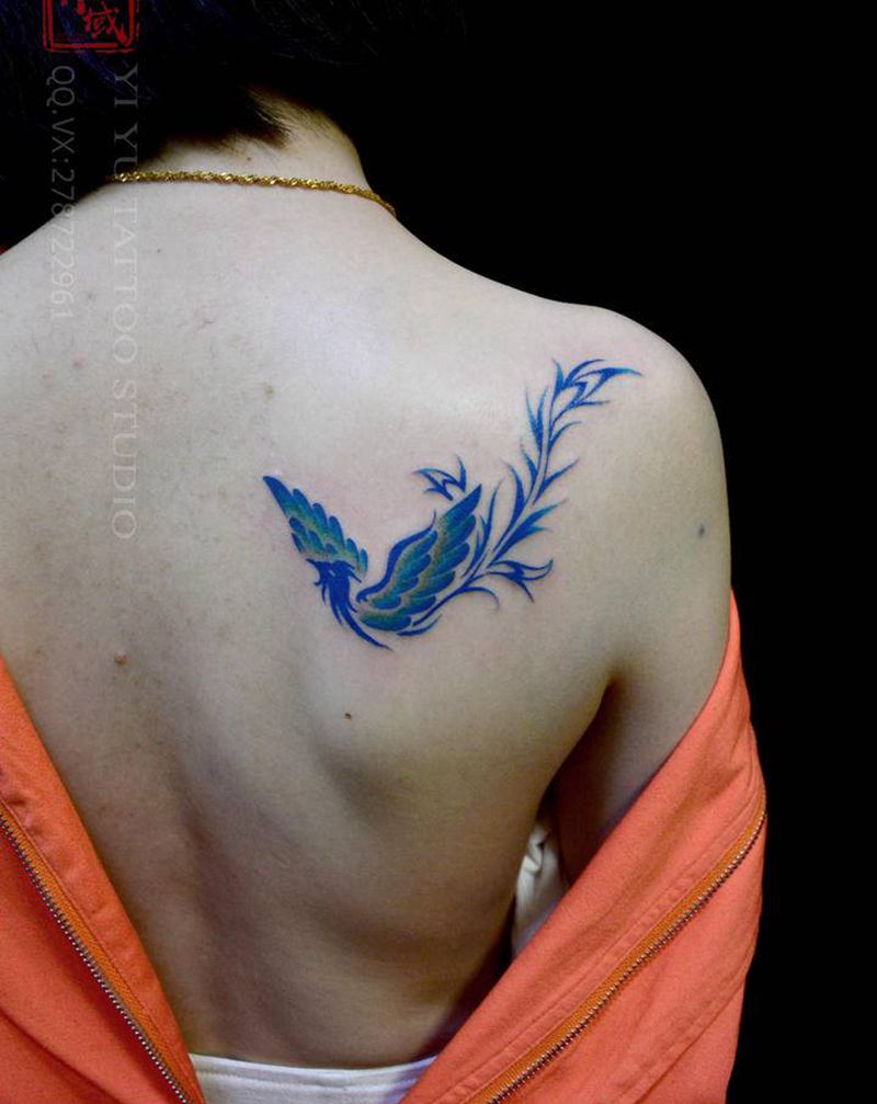 凤凰纹身图片_肩部纹身图案