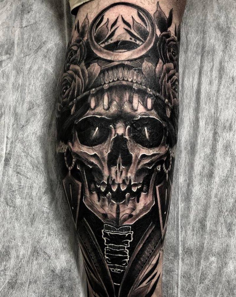 暗黑遮盖纹身图片_腿部New School纹身图案